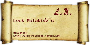 Lock Malakiás névjegykártya